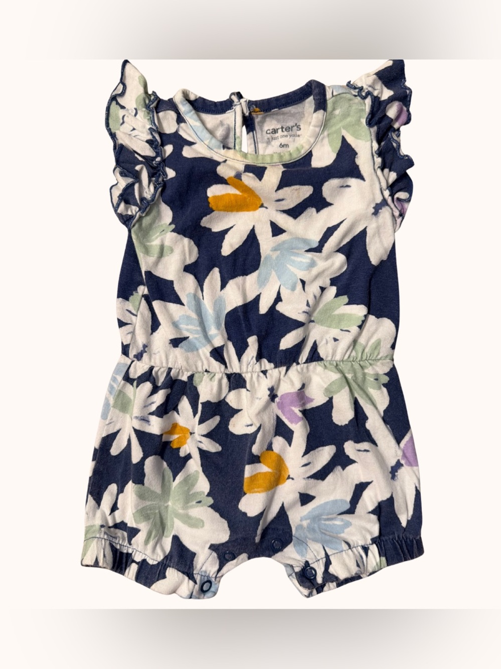 Carter's Navy Floral Ruffle-Sleeve Romper